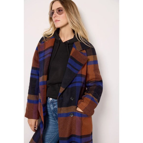 Avec Les Filles Navy Rust Plaid Walker Coat from Anthropologie - Picture 3 of 5